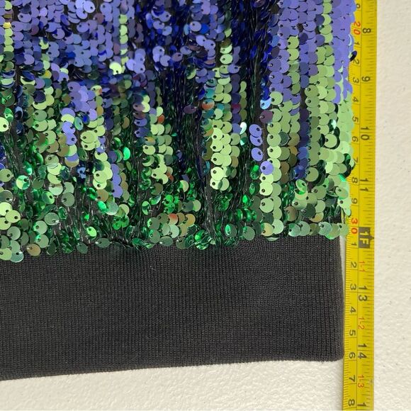 Starlette Multi Color Sequin Bomber Jacket Zip Front Lined Women Size Medium - Picture 12 of 14